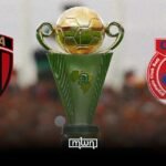 CAF Confederation Cup: High Stakes as Olympique Safi and USM Alger Semifinal Dates Revealed 8 CAF Confederation Cup trophy with Olympique Safi and USM Alger club emblems