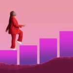 Illustration of a person climbing a ladder or steps, symbolizing career progression and growth stages.