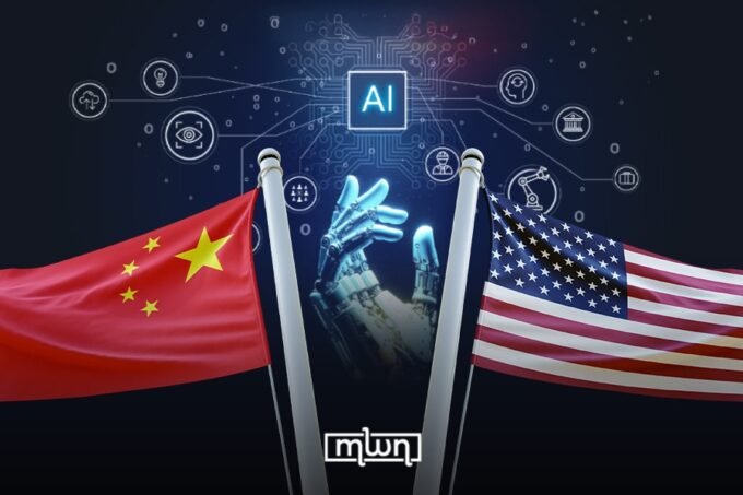 Illustration of a digital lock and key with AI neural network background, symbolizing AI intellectual property theft.