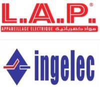 صورة توضيحية لتجهيزات كهربائية مع شعاري شركتي LAP و Ingelec، تعبر عن ارتفاع الأسعار في السوق المغربية.