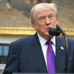 صورة أرشيفية للرئيس الأمريكي دونالد ترمب خلال إلقائه خطاباً، في إشارة إلى تصريحاته الأخيرة حول إيران.