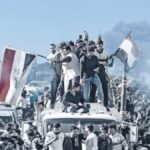 احتفالات الجماهير العراقية بتأهل منتخبها الوطني لكأس العالم 2026 في شوارع بغداد.