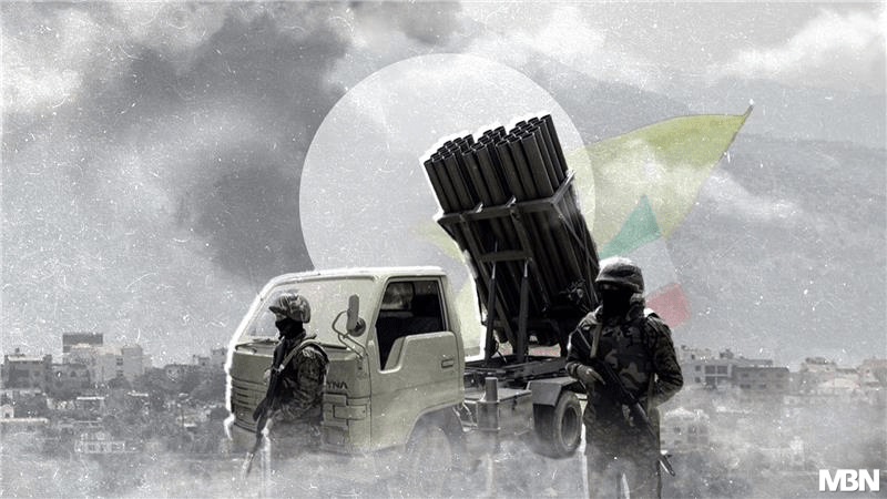 مشهد يجسد التوتر على الحدود اللبنانية، مع إشارة إلى الصراع بين حزب الله وإسرائيل.