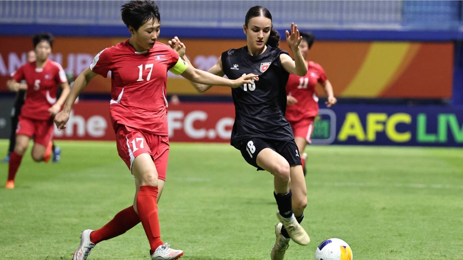 صورة لاعبات المنتخب الأردني للشابات في مباراة بكأس آسيا
