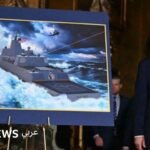 الرئيس الأمريكي السابق دونالد ترامب يتحدث في مناسبة، مع إشارة إلى رغبته في تعزيز الصناعة الدفاعية وبناء سفن حربية جديدة.