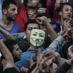 Des manifestants réclamant la libération des militants du mouvement du « 6 Avril » emprisonnés, au Caire, en 2014.