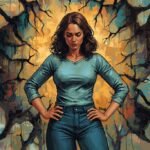 A person standing alone in a long, dimly lit hallway, symbolizing isolation and a heavy emotional burden.