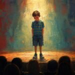 A person's face subtly blushing, symbolizing vulnerability and emotional sensitivity, with a backdrop suggesting self-reflection or peace.