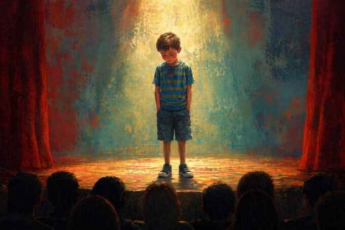 A person's face subtly blushing, symbolizing vulnerability and emotional sensitivity, with a backdrop suggesting self-reflection or peace.