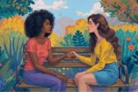 A person extending a hand to another, symbolizing asking for or offering help in a friendship.