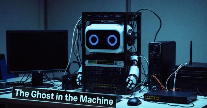 Illustration of a digital ghost figure holding keys, representing hidden non-human identities threatening enterprise data security.