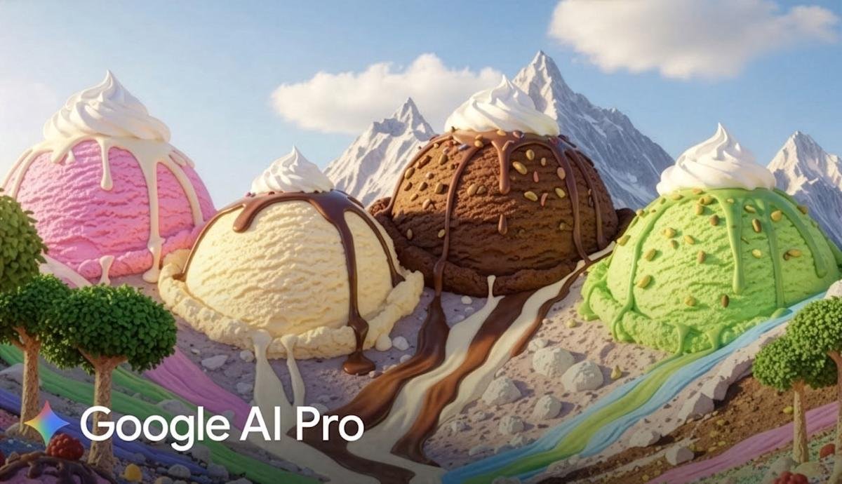 Google AI Pro plan logo with cloud storage and Gemini AI icons, representing advanced features and expanded capacity.