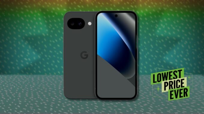 Google Pixel 10a smartphone in Obsidian color, showcasing its sleek design and user interface.