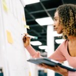 An introvert contemplating career choices with a pen and notebook
