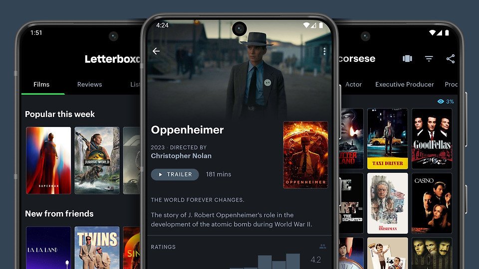 Letterboxd logo on a screen, symbolizing its role as a social platform for film enthusiasts.