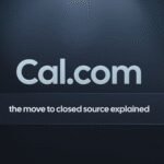 Illustration d'un robot ou d'une intelligence artificielle menaçant un symbole open source ou du code.