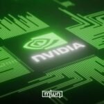Nvidia logo with a graphic representing AI chips and gaming GPUs, symbolizing the company's strategic shift.