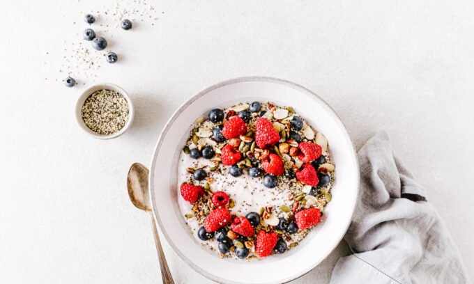 Microscopic view of gut bacteria producing beneficial postbiotic compounds