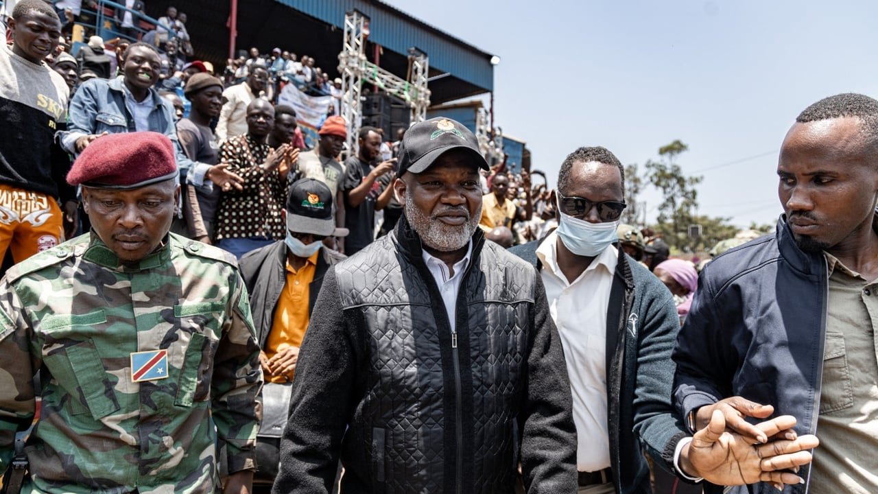 Le chef de l'Alliance Fleuve Congo (AFC), Corneille Nangaa, à Bukavu, le 27 février 2025.