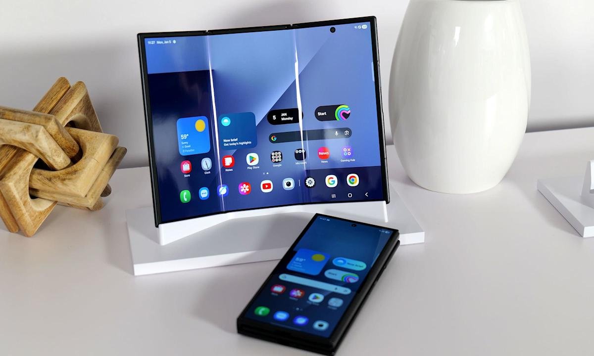 Samsung Galaxy Z TriFold foldable smartphone in its unique tri-fold configuration