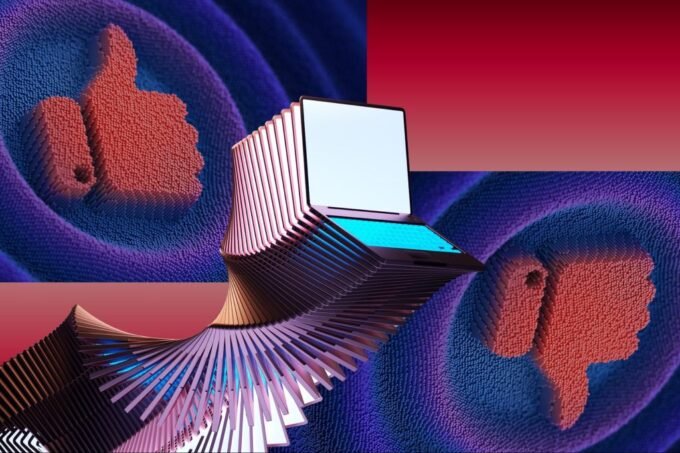 A person's digital footprint represented by various social media icons and search bars, emphasizing the importance of a cohesive online presence.