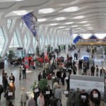 Aéroport Mohammed V de Casablanca, vue aérienne avec avions et terminaux
