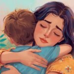 A parent gently holding a child's hand, symbolizing support and healing amidst past trauma.