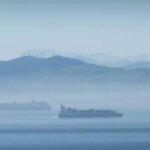 Vue aérienne du détroit de Gibraltar, symbolisant l'ambition du projet de tunnel sous-marin entre le Maroc et l'Espagne, avec un focus sur les défis actuels