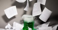 Conceptual image representing AI's impact on scientific research, possibly a stylized brain or circuit board with research papers.