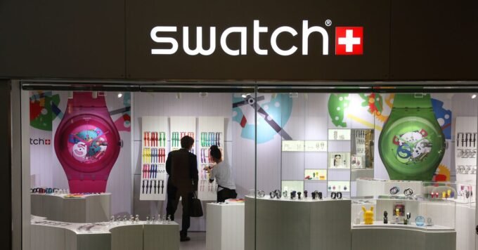 Vivid AI-generated images of Audemars Piguet Royal Oak wristwatches alongside the actual Swatch Royal Pop bioceramic pocket watches.