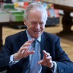 Barnes & Noble CEO James Daunt speaks about the company's policy on AI-generated books in a bookstore setting.