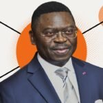 Montage photo de Ferdinand Ngoh Ngoh, Secrétaire Général de la Présidence du Cameroun, symbolisant son pouvoir et son influence dans les affaires.