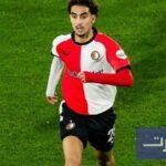صورة للاعب كرة القدم المغربي أسامة ترغالين بقميص فريقه أو المنتخب المغربي