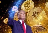 صورة توضيحية لعملات مشفرة وشعار مشروع ترامب ومنصة نوبيتكس الإيرانية