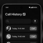 Illustration of a smartphone screen displaying a fake call history app with a warning sign over it, representing the CallPhantom scam on Google Play.