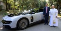The controversial Ferrari Luce EV, an electric four-door sedan, unveiled at Castel Gandolfo.