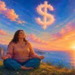 A person looking thoughtfully at a financial statement, symbolizing reflection and the journey towards financial understanding and peace.