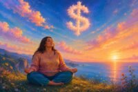 A person looking thoughtfully at a financial statement, symbolizing reflection and the journey towards financial understanding and peace.