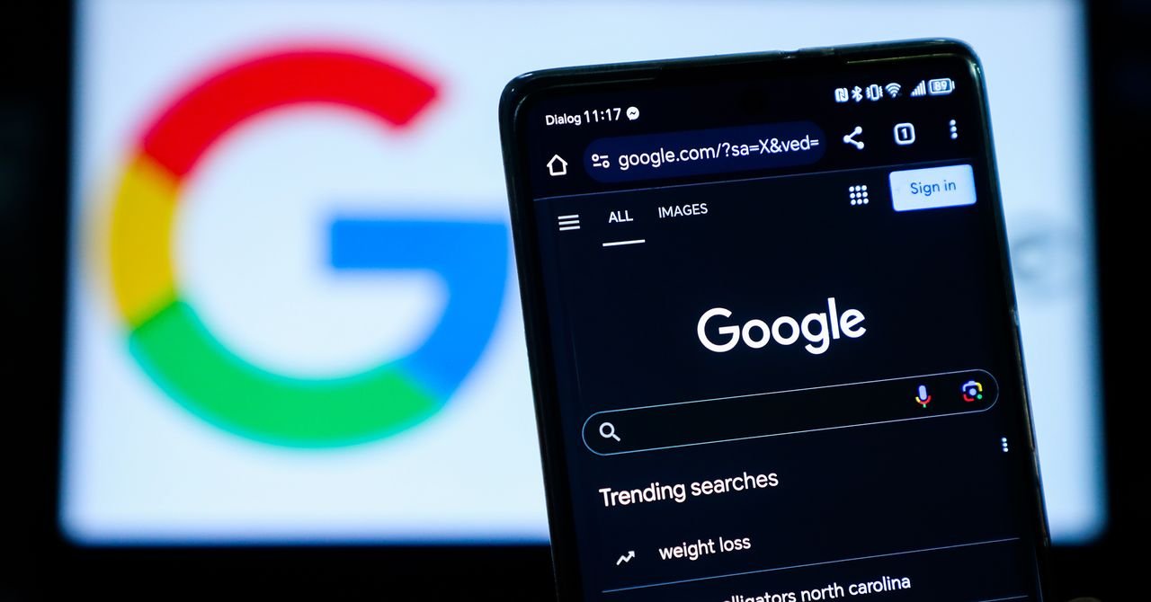 Illustration of Google Search interface with AI agents proactively delivering information and managing tasks.