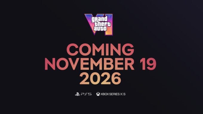 A stylized image representing Grand Theft Auto VI with a warning overlay about cyber threats and scams.