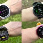 Comparison of fitness watches for Hyrox training, showing Coros Pace 4, Apple Watch with Roxfit, and Amazfit