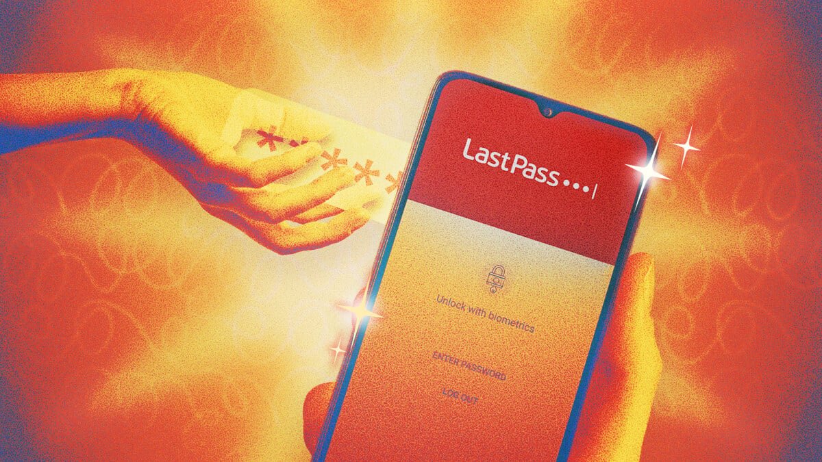 An illustration of a digital vault or a lock icon, representing secure password management with LastPass.