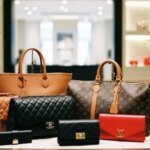 Un assortiment de sacs à main Louis Vuitton, Gucci et Burberry d'occasion, symbolisant le marché florissant du luxe de seconde main.