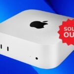 A sleek, compact Apple Mac Mini desktop computer, symbolizing high demand amidst AI-driven shortages.