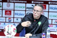 Mohamed Ouahbi, sélectionneur national, annonçant la liste des 26 joueurs marocains pour le Mondial 2026 au Complexe Mohammed-VI.