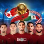 Morocco's Atlas Lions football team celebrating a goal during a World Cup match