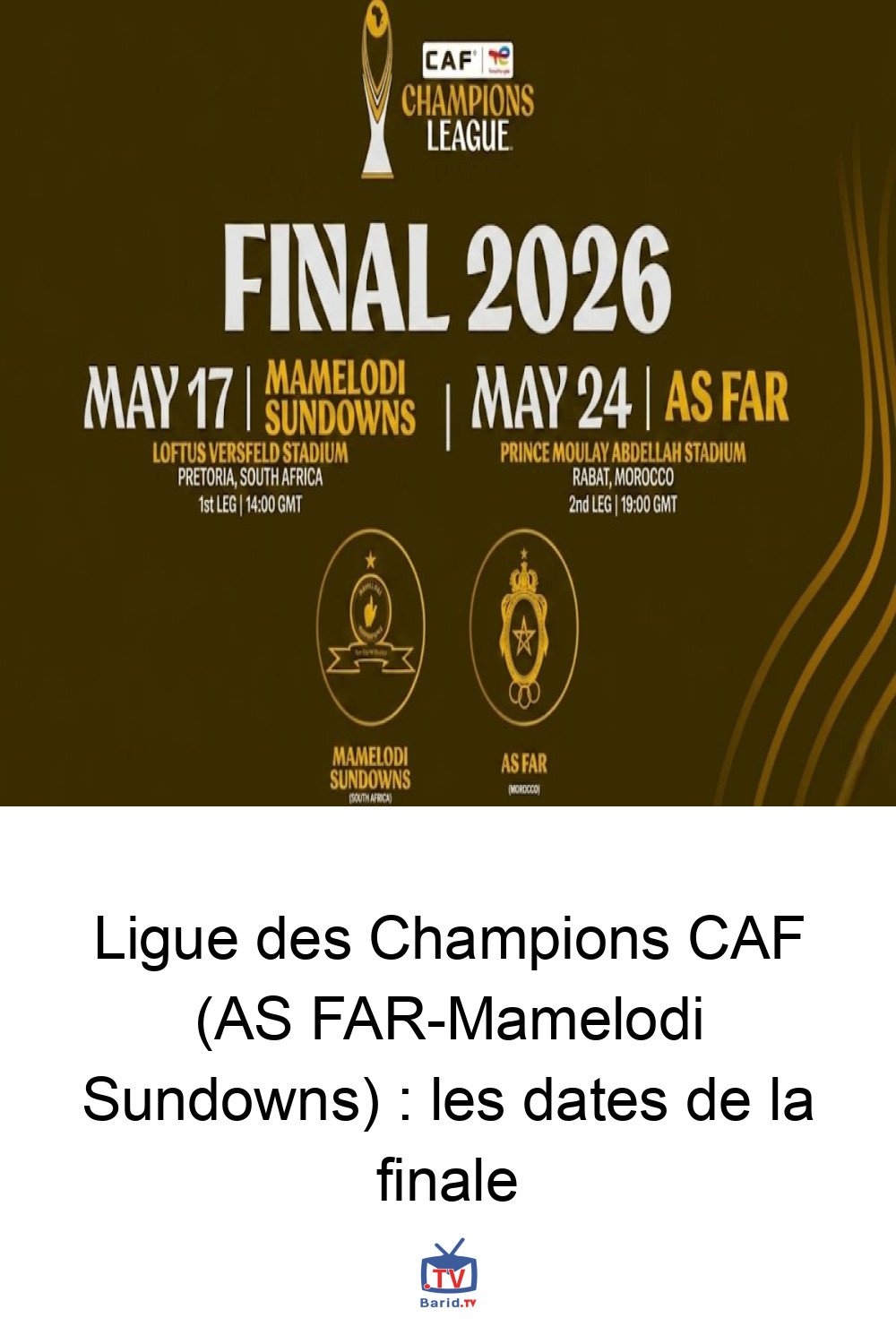 Ligue des Champions CAF (AS FAR-Mamelodi Sundowns) : les dates de la finale 4 Pinterest Hidden