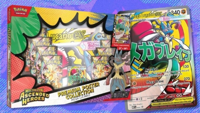 Pokémon TCG Mega Evolution Ascended Heroes Premium Poster Collection featuring Mega Lucario ex