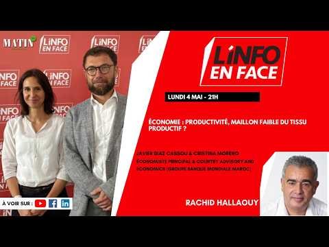 Javier Diaz Cassou et Cristina Moreno, experts de la Banque Mondiale, en plein débat sur la productivité au Maroc lors de l'émission L'Info en Face.