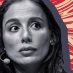 Mira Murati, OpenAI CTO, amidst the backdrop of the company logo, symbolizing her central role in the Sam Altman ouster controversy.